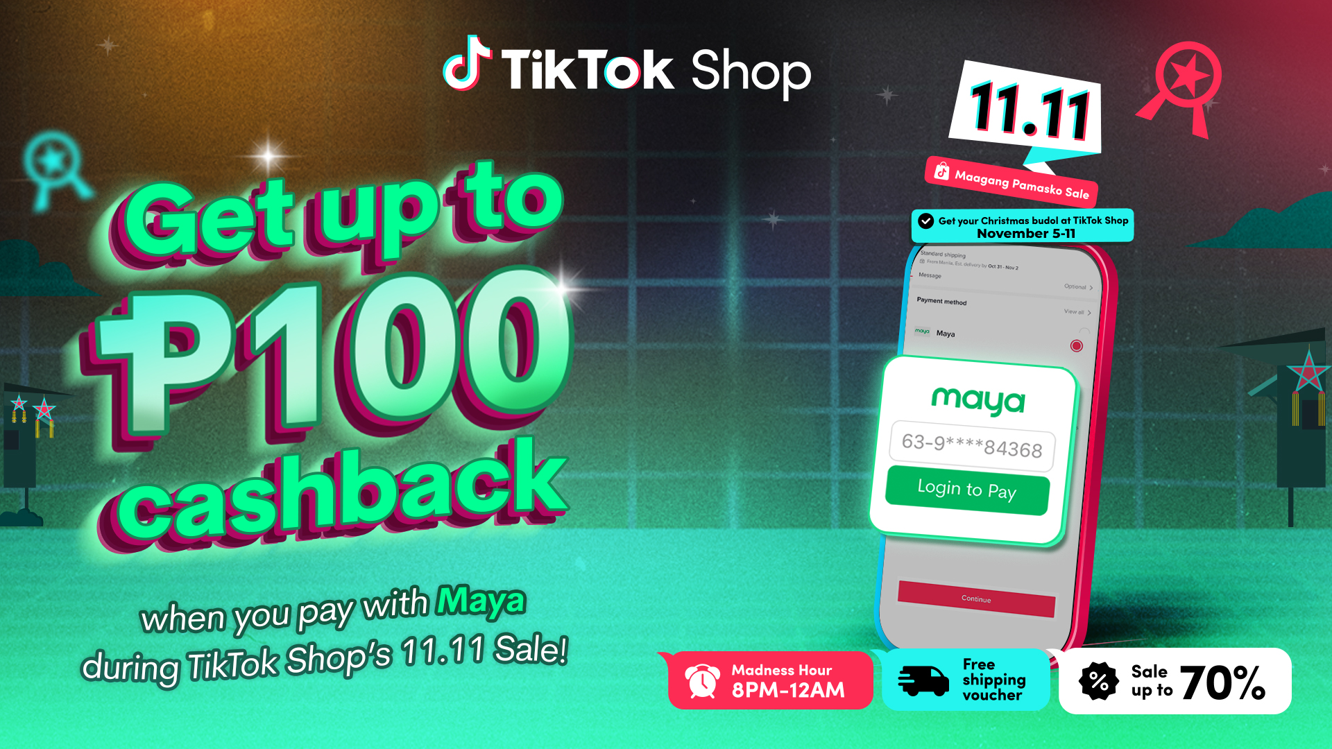 11.11 SALE Get 20 Cashback when you Login to Pay on TikTok Shop for